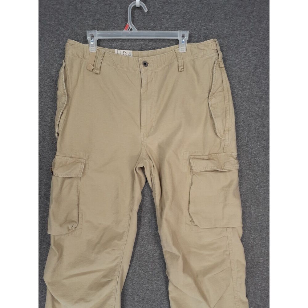 Vintage Polo Jeans Co. Baggy Cargo Pants Mens (fits 36x29) beige skater Wide leg - Picture 2 of 15